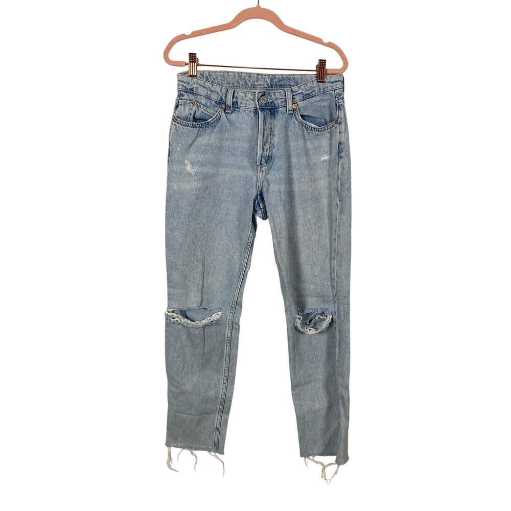 &Denim Boyfriend Low Waist Skinny Jeans Ripped Lightwash Cotton Size 6